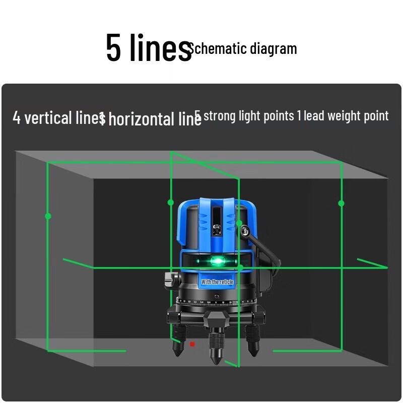 High-Precision 5-Line Green Laser Level CN plug (adapter included)
High-Precision 5-Line Green Laser Level CN plug (adapter included)