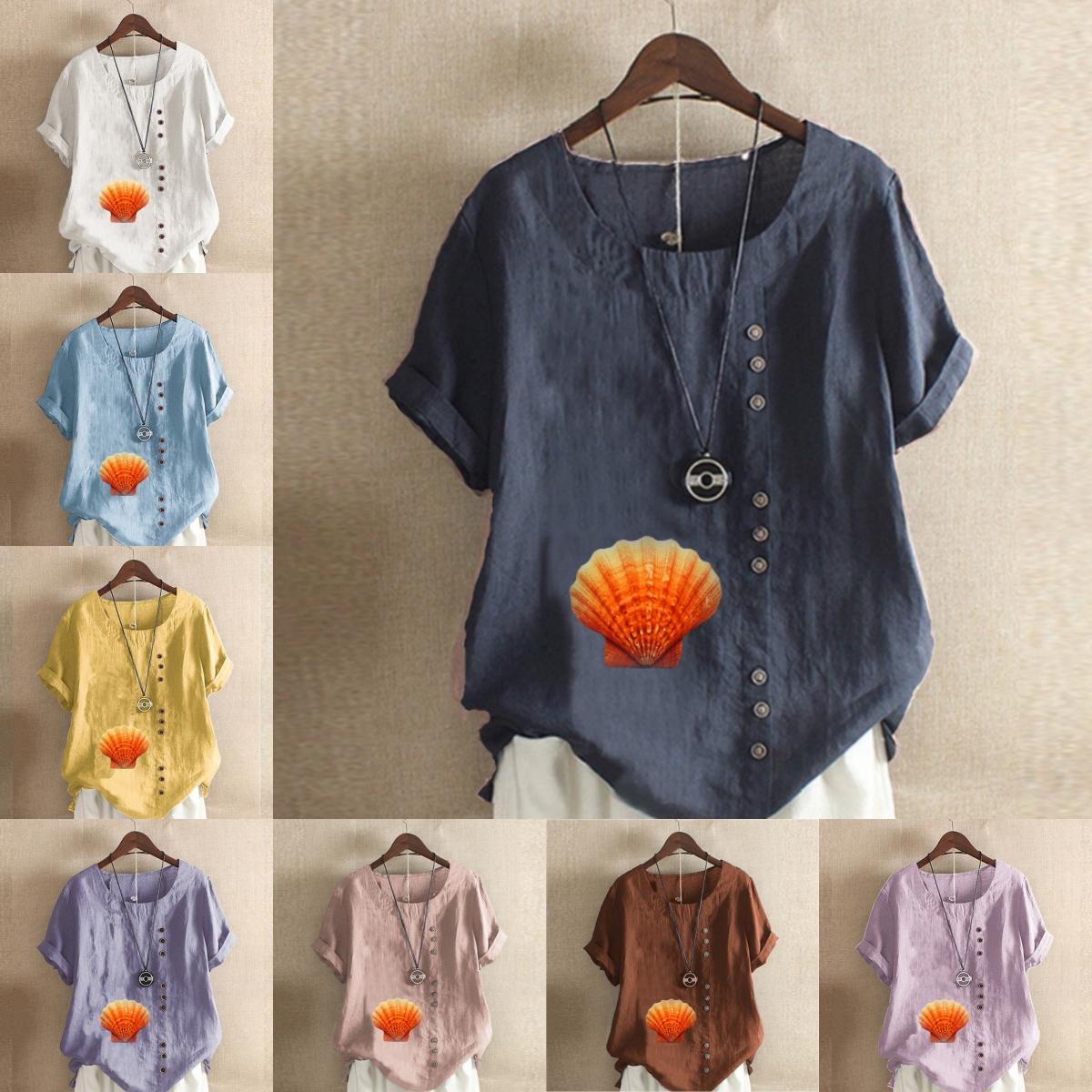 Women s Fashion Round Neck Short Sleeve T-shirt Casual Cotton Linen Graphic Shirt Leisure Loose Shell Prined Summer Blouse Tops
Women s Fashion Round Neck Short Sleeve T-shirt Casual Cotton Linen Graphic Shirt Leisure Loose Shell Prined Summer Blouse Tops