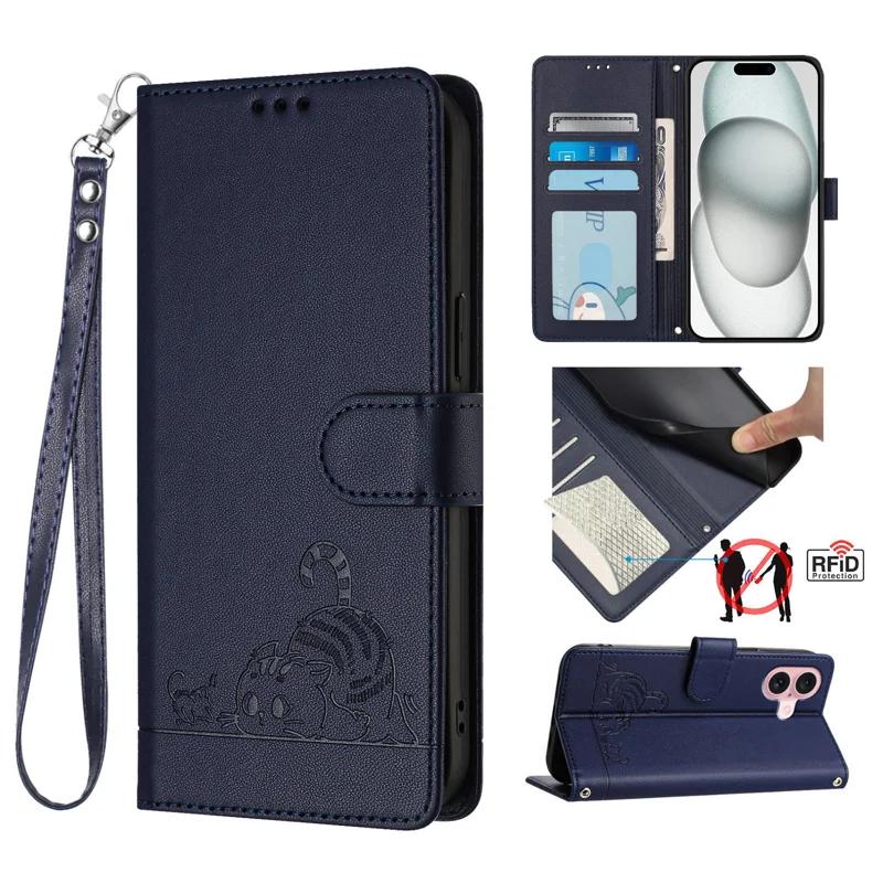 For iPhone 16 Case with Strap RFID Blocking Leather Wallet Phone Cover Cat Mouse Pattern
For iPhone 16 Case with Strap RFID Blocking Leather Wallet Phone Cover Cat Mouse Pattern