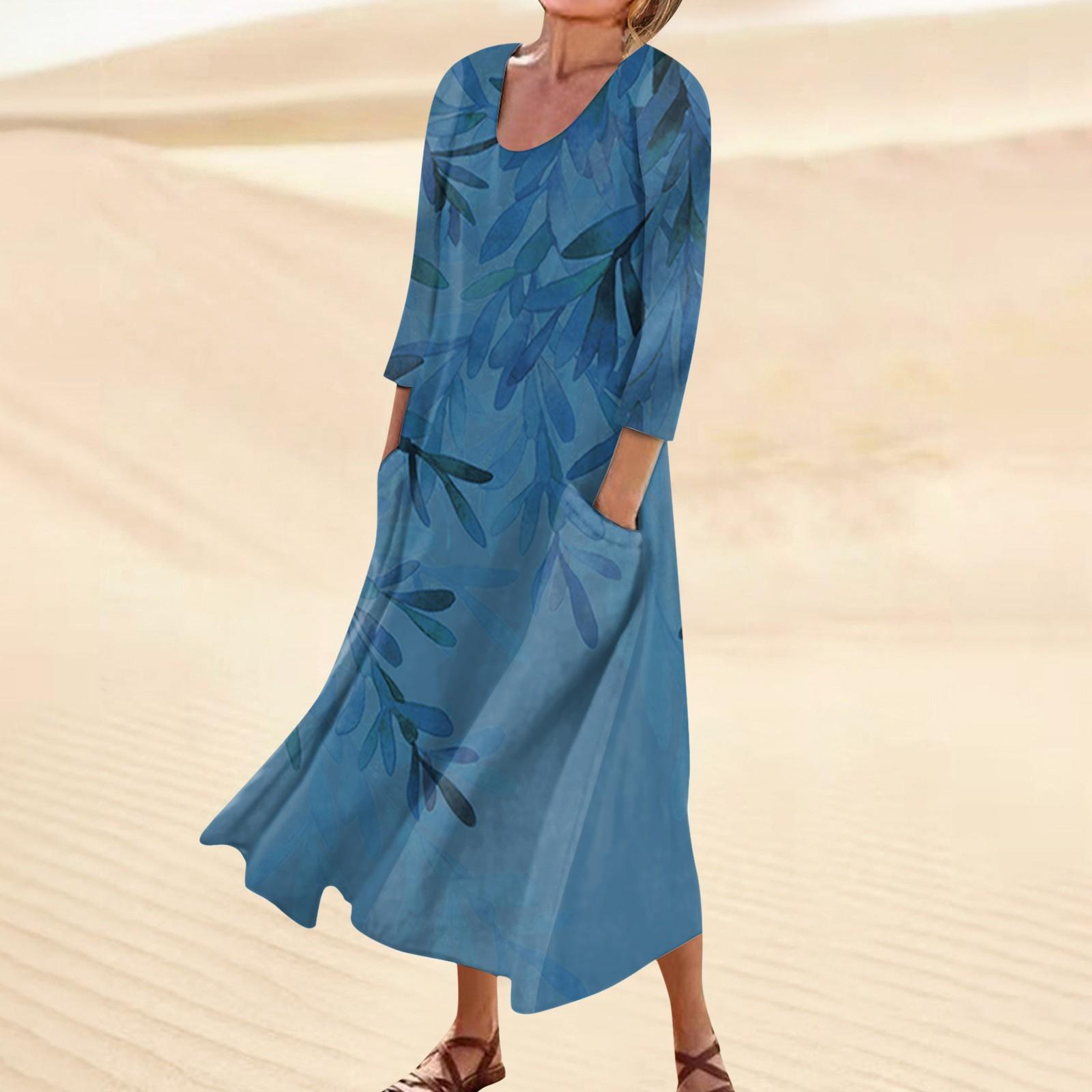 Летнее платье для женщин, повседневное удобное модное платье с карманом и рукавами 3/4 с принтом XXXXL синий
Летнее платье для женщин, повседневное удобное модное платье с карманом и рукавами 3/4 с принтом XXXXL синий