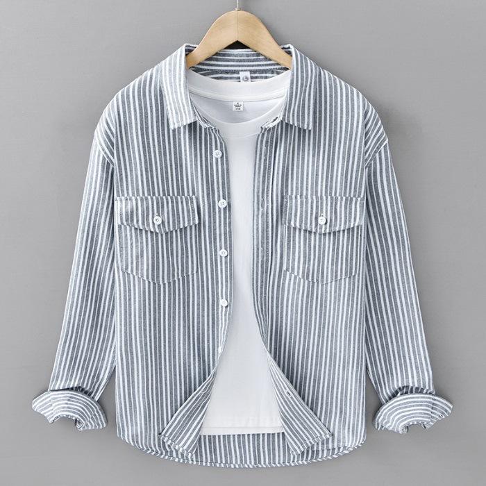 Полосатая рубашка с длинным рукавом мужская весенняя для работы, свободная хлопковая рубашка, повседневная модная куртка 3XL
Полосатая рубашка с длинным рукавом мужская весенняя для работы, свободная хлопковая рубашка, повседневная модная куртка 3XL