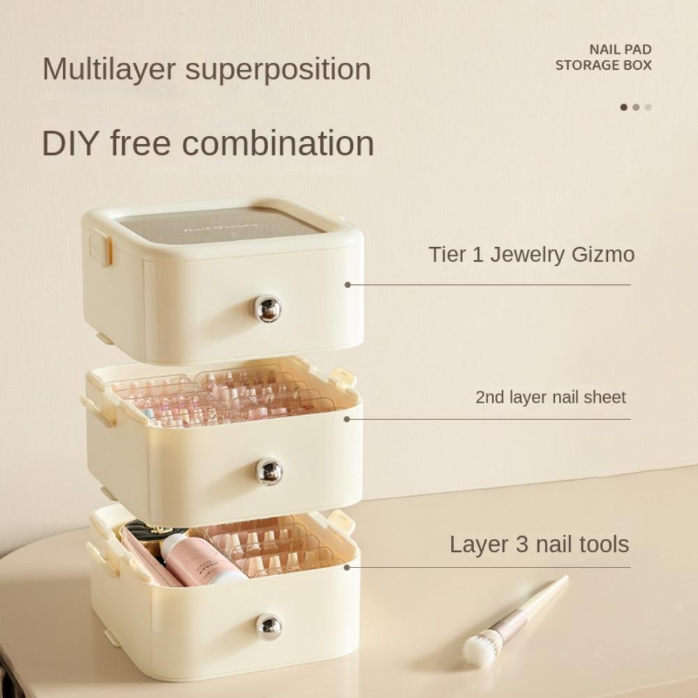 Nail Storage Organizer Press on Nail Storage Box Large Capacity Cosmetic Storage Case White-Single Layer 
Nail Storage Organizer Press on Nail Storage Box Large Capacity Cosmetic Storage Case White-Single Layer