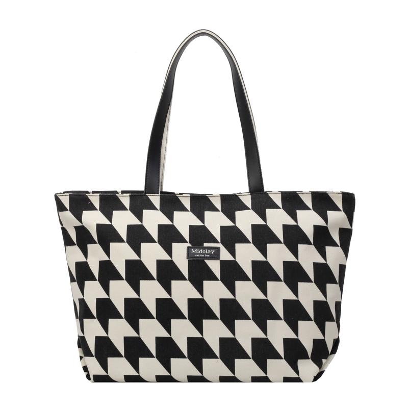 Сумка большой вместимости с геометрическим контрастом Большая вместительная сумка через плечо для пригородных поездок чёрный