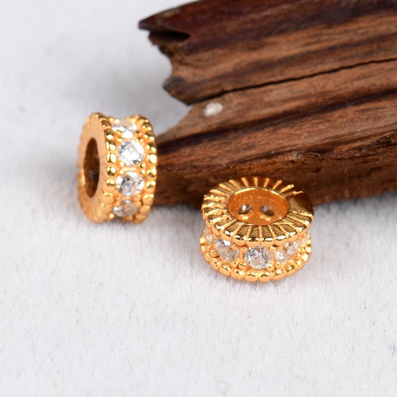 Gold-Plated S925 Sterling Silver Diamond-Set Spacer Beads for DIY Jewelry and Bracelets
Gold-Plated S925 Sterling Silver Diamond-Set Spacer Beads for DIY Jewelry and Bracelets