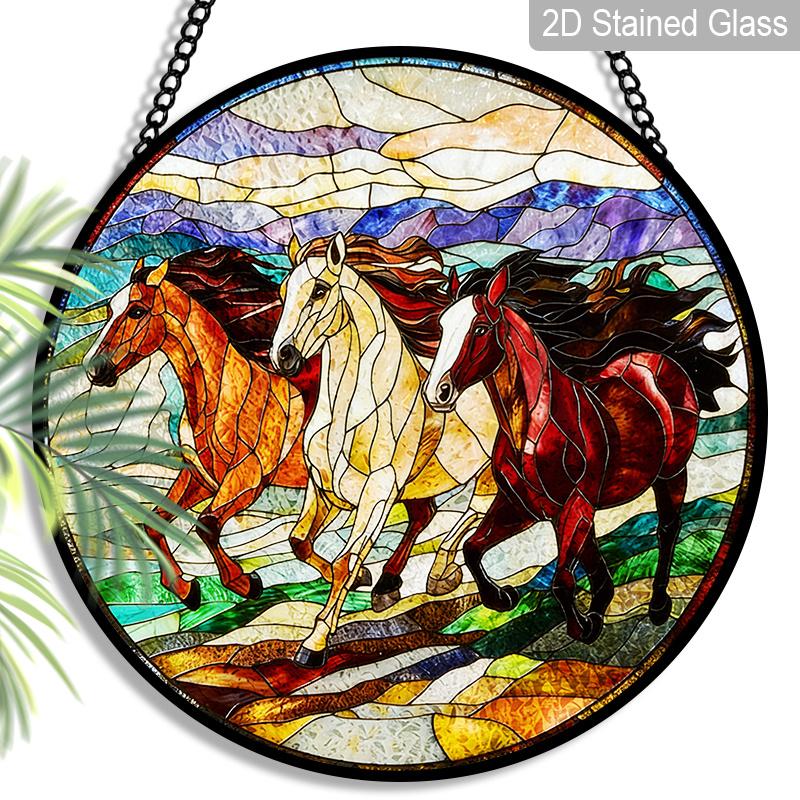2D Flat Stained Glass Animal Theme Window Decoration, 7.87inches Colored Glass Plate with Chain, Horse/Elephant Spring Summer Sun Catcher Home Decor styleA/1pc
2D Flat Stained Glass Animal Theme Window Decoration, 7.87inches Colored Glass Plate with Chain, Horse/Elephant Spring Summer Sun Catcher Home Decor styleA/1pc
