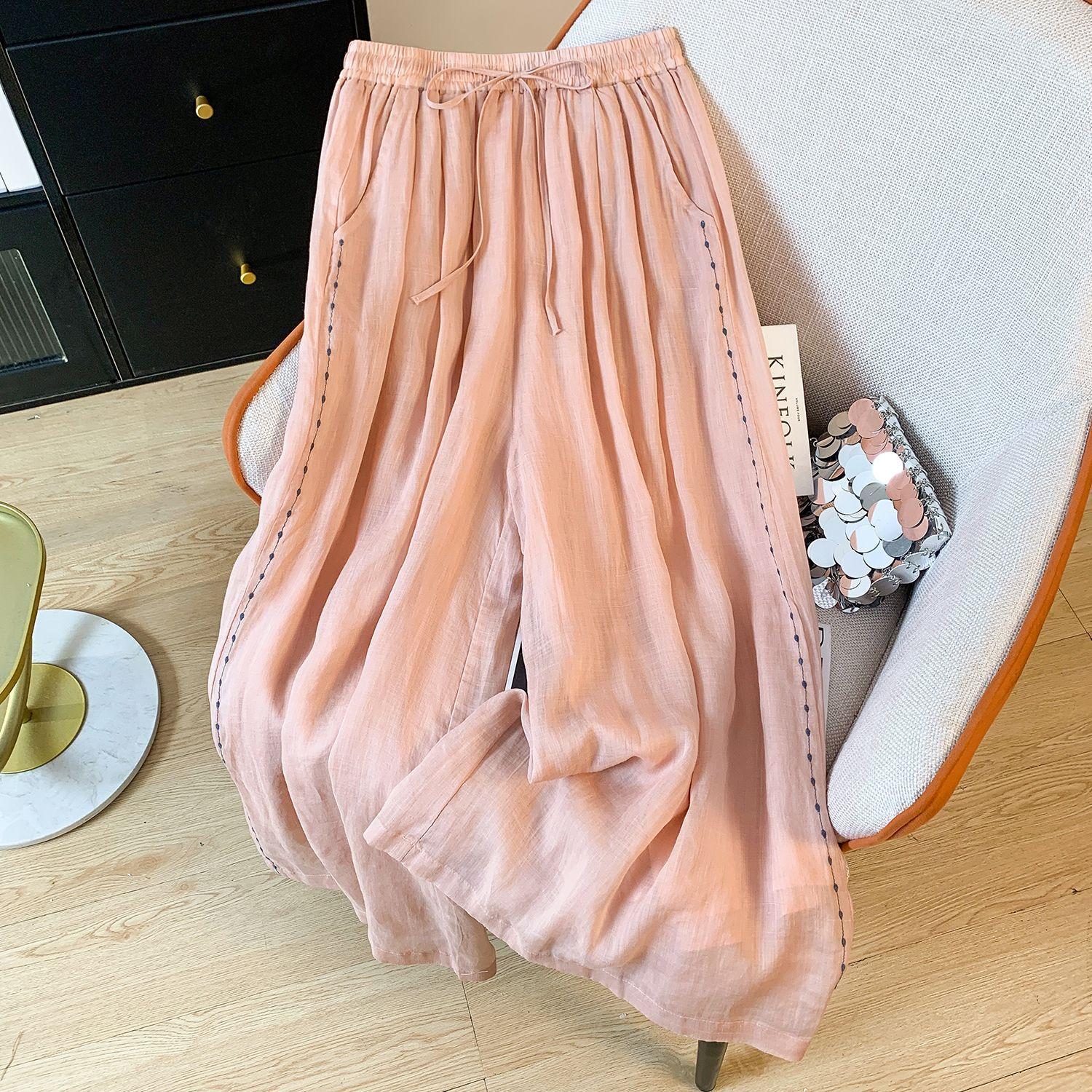 Женские хлопково-льняные брюки с широкими штанинами для весны и лета, эластичный пояс, свободный крой, завязки, большие размеры 3XL розовый
Женские хлопково-льняные брюки с широкими штанинами для весны и лета, эластичный пояс, свободный крой, завязки, большие размеры 3XL розовый