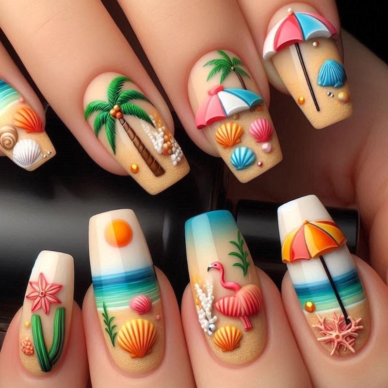 24pcs Medium Ballet 3D Beach Design Press On Nail Summer Style False Nail French Art Tips Manicure Nail Accesories 1
24pcs Medium Ballet 3D Beach Design Press On Nail Summer Style False Nail French Art Tips Manicure Nail Accesories 1