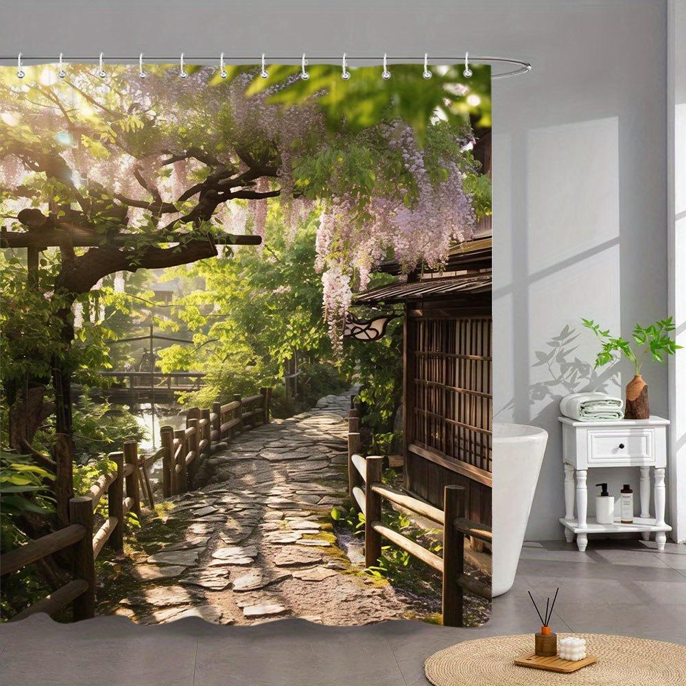 1pc Japanese Garden Shower Curtain - Extra Long Bathroom Window Curtain with Wisteria Flowers, Cobblestone Path, Sunlit Greenery 90x180cm
1pc Japanese Garden Shower Curtain - Extra Long Bathroom Window Curtain with Wisteria Flowers, Cobblestone Path, Sunlit Greenery 90x180cm