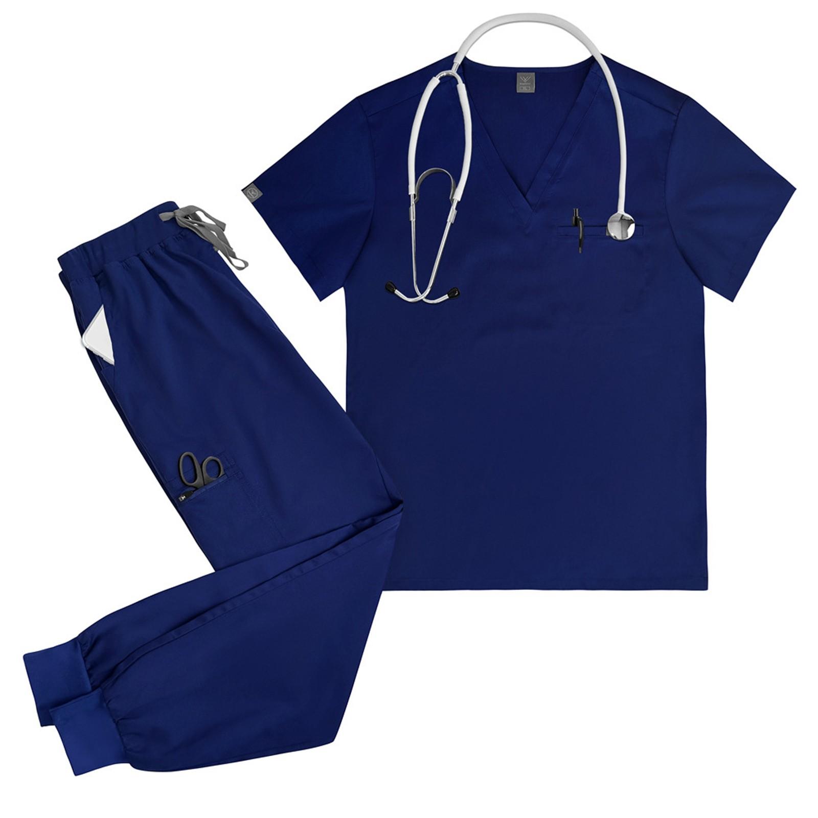 Women s Short Sleeved Color V Neck Pocket Top Pants Work Clothes Two Piece Set XL Темно-синій
Women s Short Sleeved Color V Neck Pocket Top Pants Work Clothes Two Piece Set XL Темно-синій