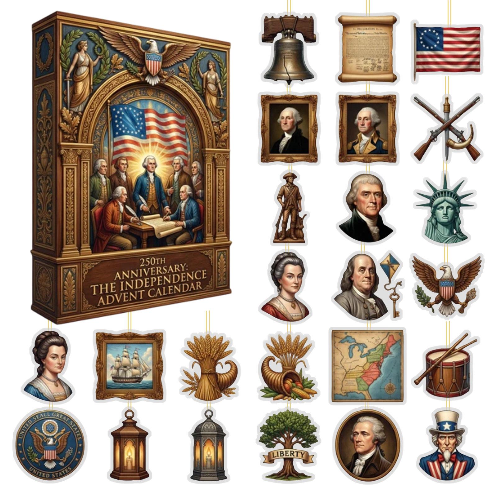 250th Anniversary Independence Countdown Calendar 24 Day 2D Acrylic Blind Box Set with Hanging Ornaments for Patriotic Celebration One Size
250th Anniversary Independence Countdown Calendar 24 Day 2D Acrylic Blind Box Set with Hanging Ornaments for Patriotic Celebration One Size