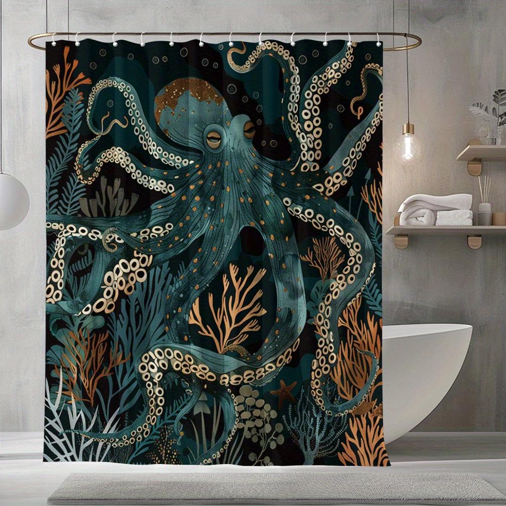 Octopus Pattern Shower Curtain For Swimming In Underwater World, Shower Curtain With 12 Hooks, Bathroom Decoration W60H190(CM)-1 Pcs
Octopus Pattern Shower Curtain For Swimming In Underwater World, Shower Curtain With 12 Hooks, Bathroom Decoration W60H190(CM)-1 Pcs