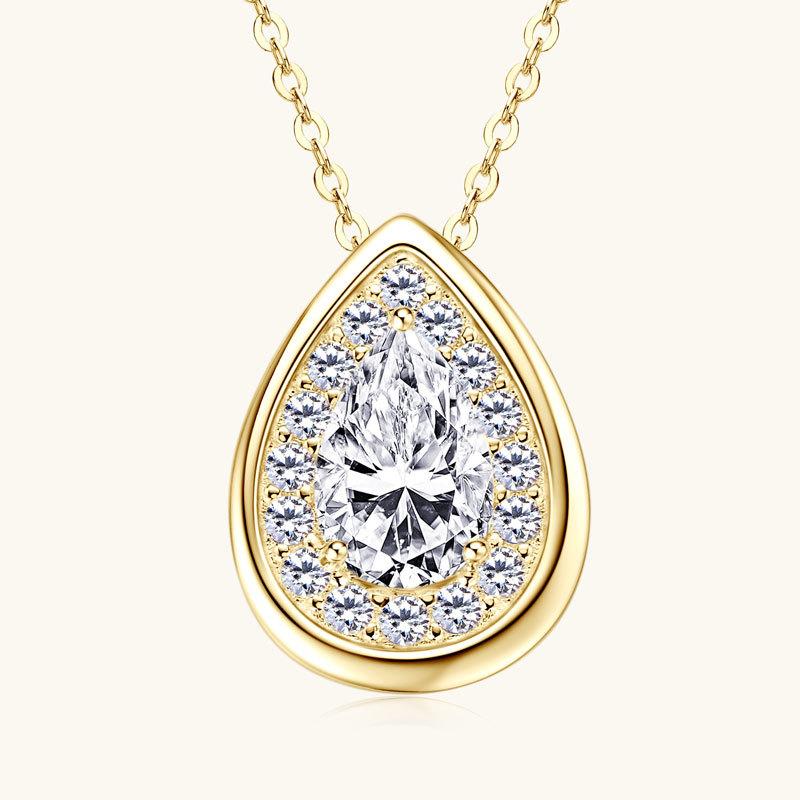1-2CT Yellow Gold Plated Pear Cut Halo Moissanite Pendant Necklace S925 Sterling Silver For Women 1ct
1-2CT Yellow Gold Plated Pear Cut Halo Moissanite Pendant Necklace S925 Sterling Silver For Women 1ct