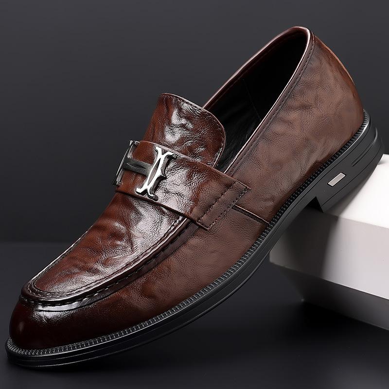 Весна новая мужская повседневная кожаная обувь натуральная кожа коровья кожа деловая обувь для платья мужская обувь-чехлы для ног нескользящая мужская обувь одинарная обувь обувь 44