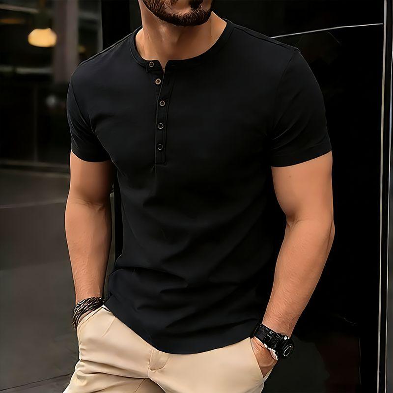 Men s Summer Solid Color Hip Hop T-Shirt Henry Collar Casual Button Short Sleeve Fashion Streetwear Basic Top Tees L чёрный
Men s Summer Solid Color Hip Hop T-Shirt Henry Collar Casual Button Short Sleeve Fashion Streetwear Basic Top Tees L чёрный