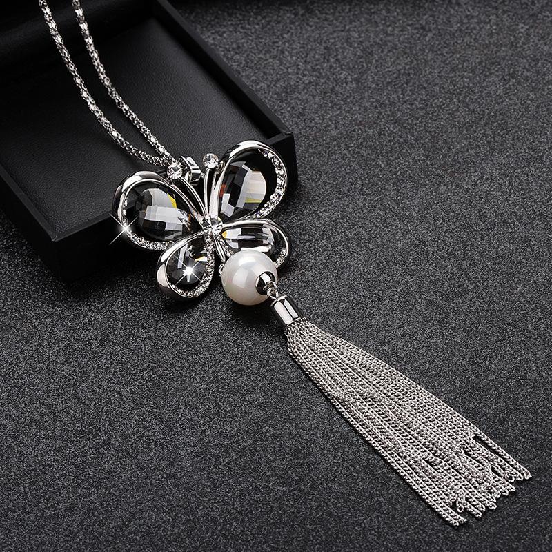 Exquisite Sweater Butterfly Chain Necklace With Elegant Pearls And Crystal Features Platinum Gray
Exquisite Sweater Butterfly Chain Necklace With Elegant Pearls And Crystal Features Platinum Gray
