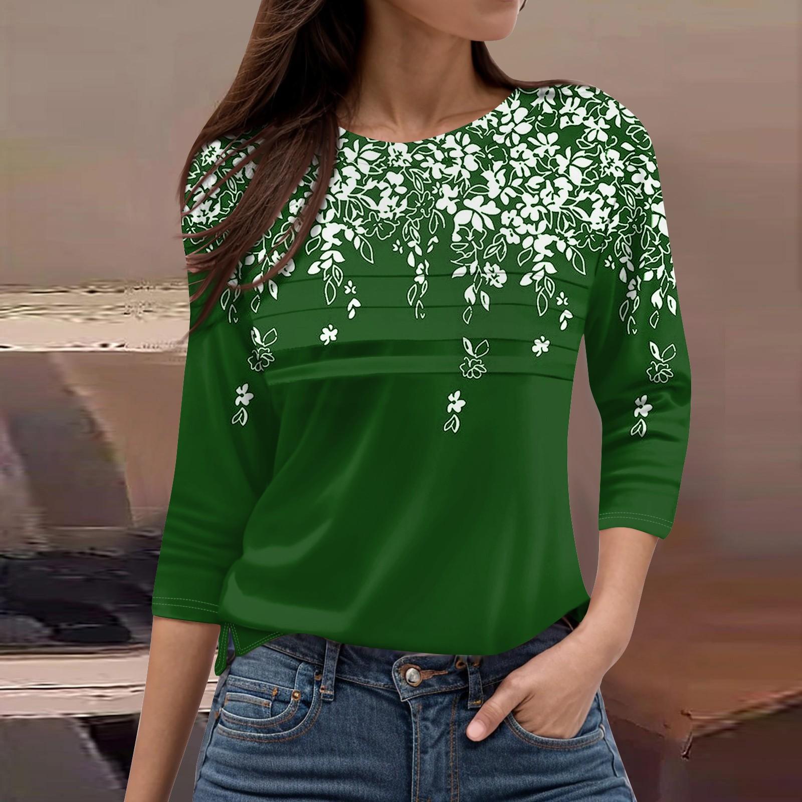 Женская мода повседневный свободный топ с рукавом 3/4 и круглым вырезом L зелёный
Женская мода повседневный свободный топ с рукавом 3/4 и круглым вырезом L зелёный