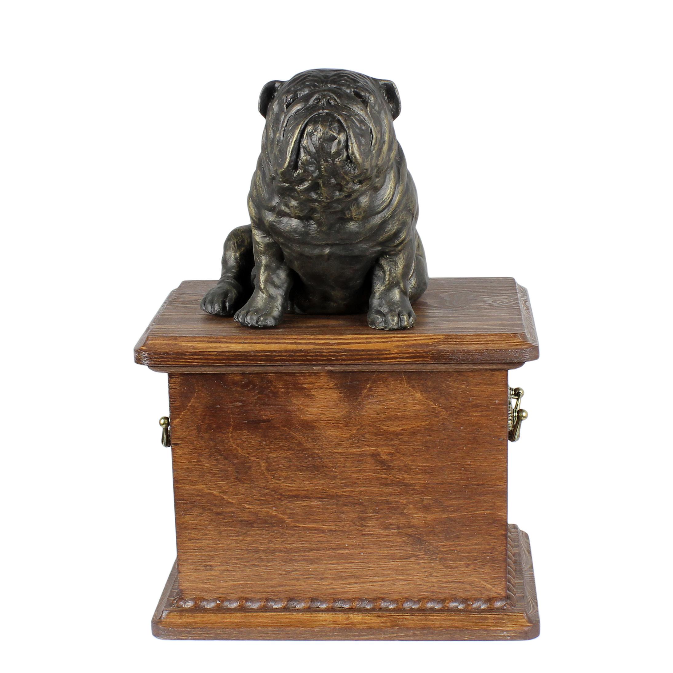 Bulldog, English Bulldog, British Bulldog - urn for dog ashes, wooden urn with a dog silhouette, classic urn for dog ashes by Art-Dog brand коричневий
Bulldog, English Bulldog, British Bulldog - urn for dog ashes, wooden urn with a dog silhouette, classic urn for dog ashes by Art-Dog brand коричневий