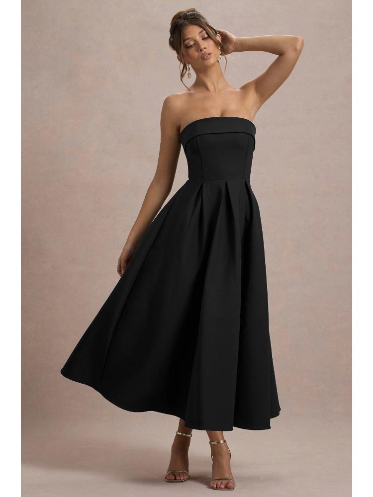 White Strapless A-Line Midi Dress with Side Pockets XL
White Strapless A-Line Midi Dress with Side Pockets XL