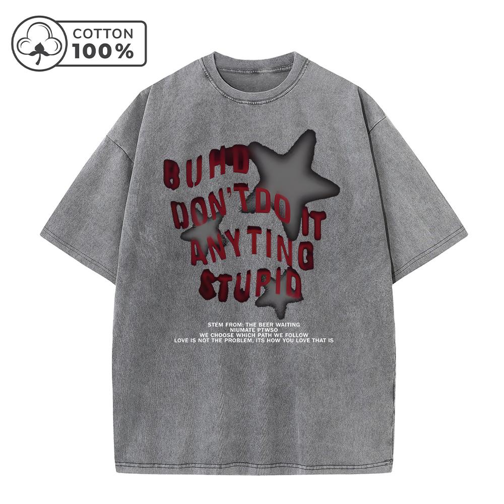 Mens Personalized Star Print Washed TShirt Retro Pure Cotton Crew Neck Short Sleeved Summer Casual Commuter Comfortable Top S
Mens Personalized Star Print Washed TShirt Retro Pure Cotton Crew Neck Short Sleeved Summer Casual Commuter Comfortable Top S