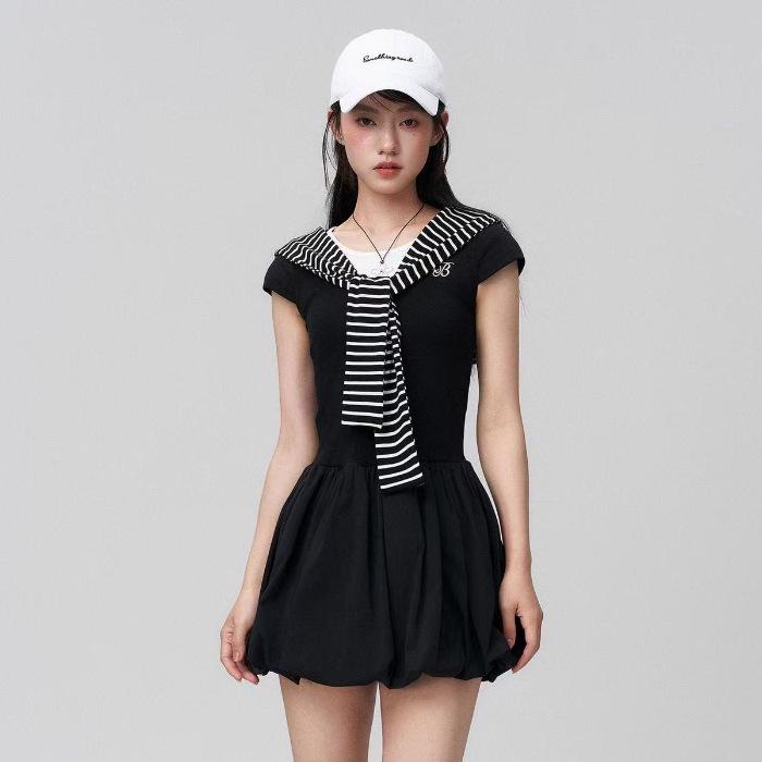 Plus Size Korean Style Academic Shawl Dress - Waist-Cinched A-Line Short Skirt with Patchwork & Short Sleeves for Women XL
Plus Size Korean Style Academic Shawl Dress - Waist-Cinched A-Line Short Skirt with Patchwork & Short Sleeves for Women XL