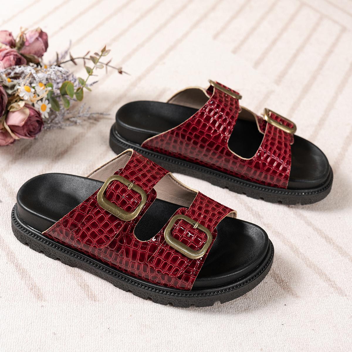 Fashion Women Buckle Shoes Ladies Flats Double Strap Platform Slides Sandalias Mujer Couples Cork Summer Open Toe Beach Slippers 35 красный
Fashion Women Buckle Shoes Ladies Flats Double Strap Platform Slides Sandalias Mujer Couples Cork Summer Open Toe Beach Slippers 35 красный
