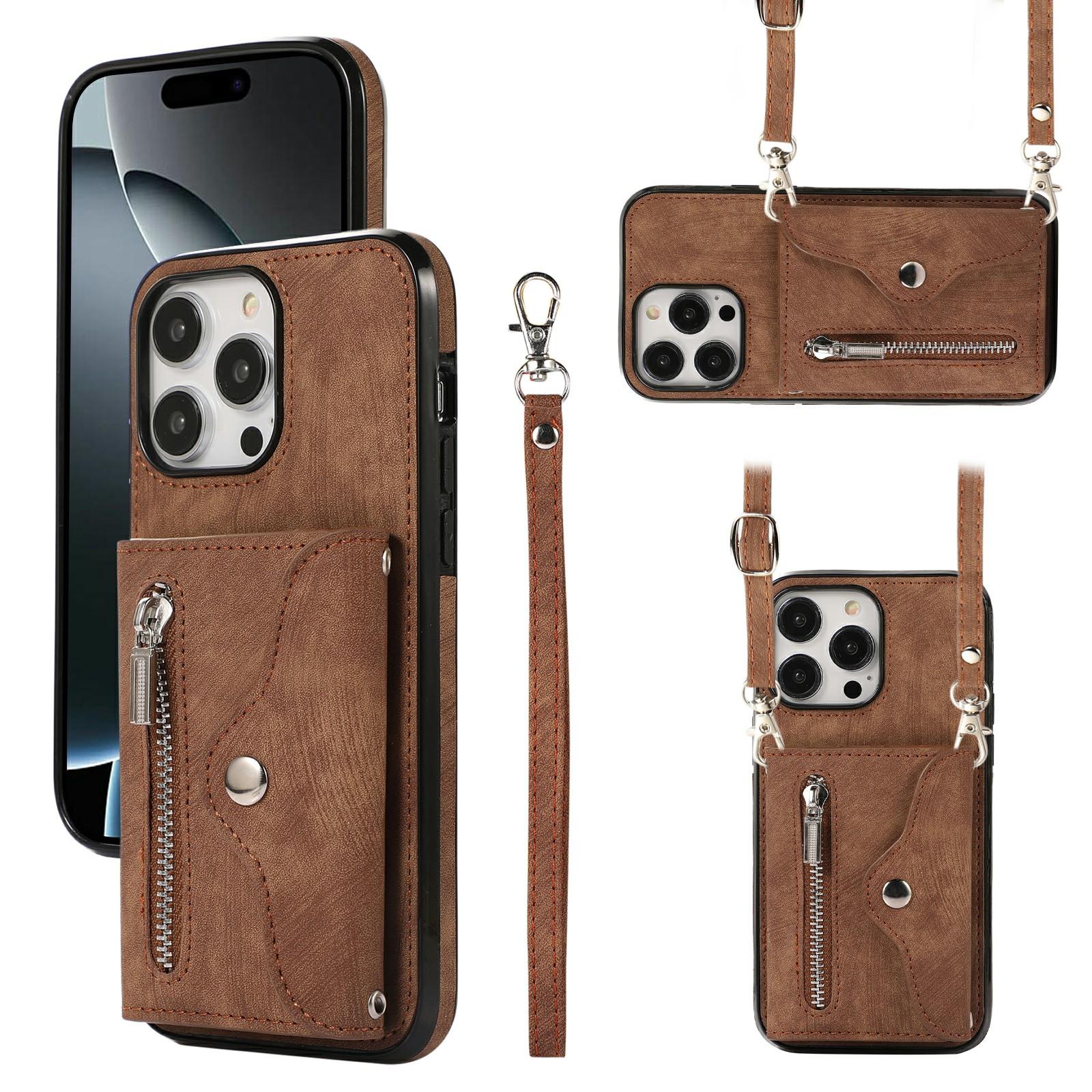 For iPhone 16 Pro Cell Phone Case PU Leather+TPU RFID Blocking Card Slots Cover with 2 Straps Brown
For iPhone 16 Pro Cell Phone Case PU Leather+TPU RFID Blocking Card Slots Cover with 2 Straps Brown