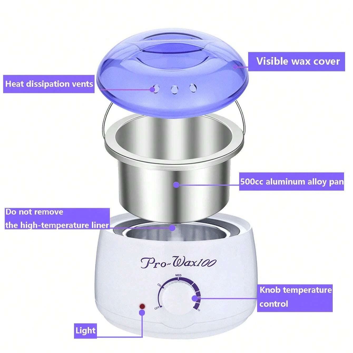 100W Wax Heater Adjustable Temperature Rapid Heating Easy to Clean Use on The Whole Body Wax Melting Furnace Epilator
100W Wax Heater Adjustable Temperature Rapid Heating Easy to Clean Use on The Whole Body Wax Melting Furnace Epilator