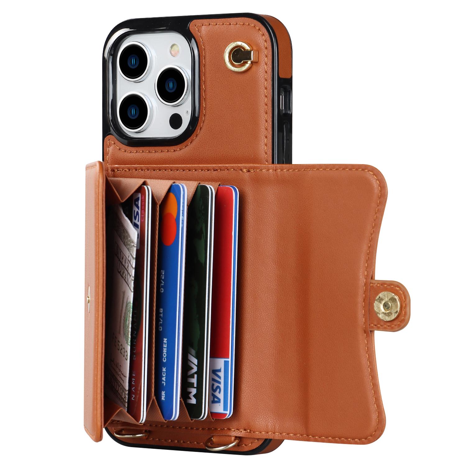 For iPhone 12/12 Pro PU Leather+TPU Phone Case Card Slots RFID Blocking Kickstand Cover with Short +Long Straps Brown
For iPhone 12/12 Pro PU Leather+TPU Phone Case Card Slots RFID Blocking Kickstand Cover with Short +Long Straps Brown