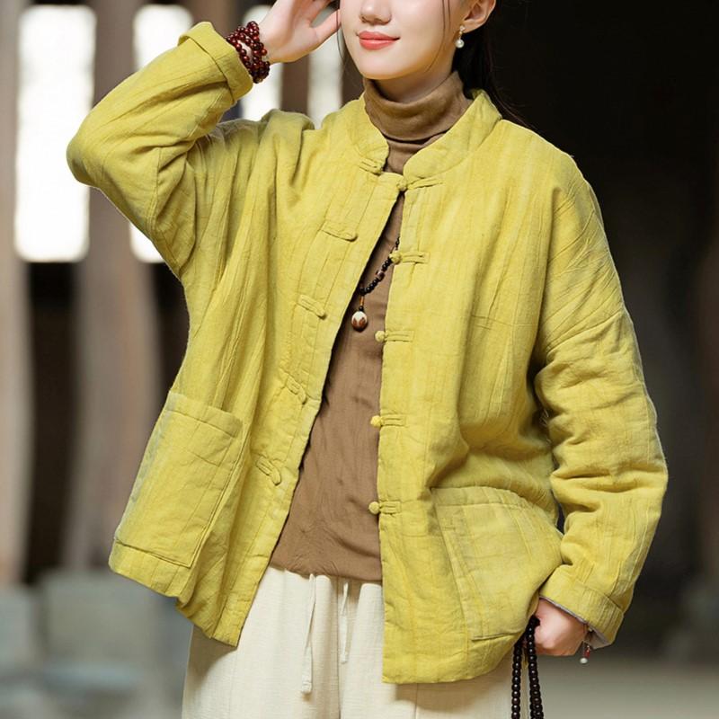 Johnature Women Stand Long Sleeve Solid Color Winter Coats Chinese Style Coats One Size жовтий
Johnature Women Stand Long Sleeve Solid Color Winter Coats Chinese Style Coats One Size жовтий