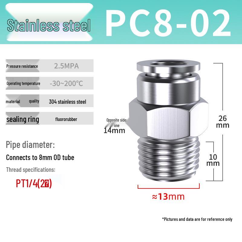 Zhuo Ji Pneumatic Quick Connector Stainless Steel Quick Connect Fast Air Plug PC8-02/04 Thread
Zhuo Ji Pneumatic Quick Connector Stainless Steel Quick Connect Fast Air Plug PC8-02/04 Thread