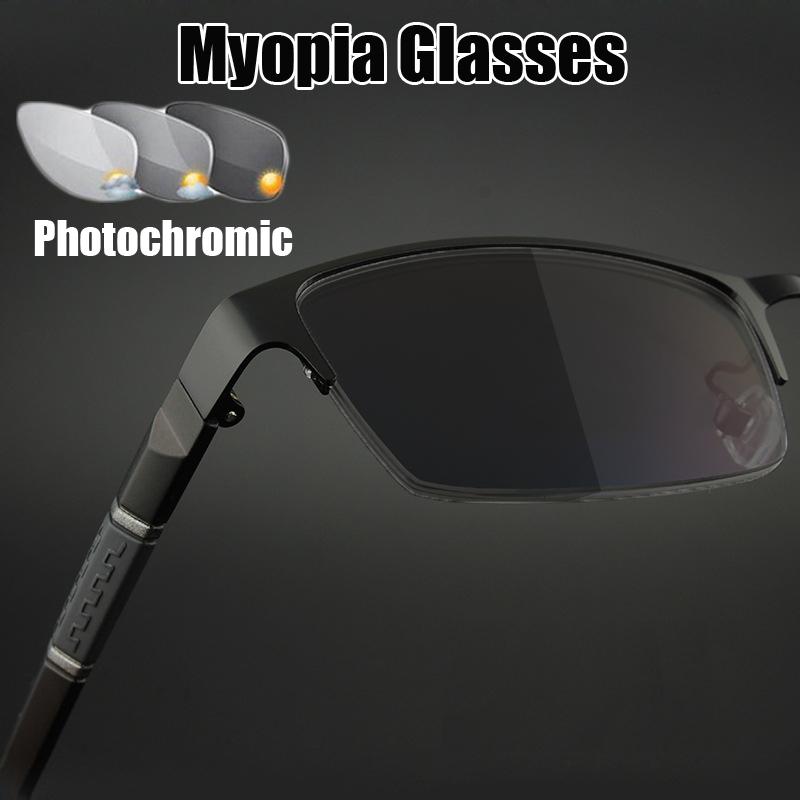 Trendy Business Half Frame Photochromic Anti-UV Sunglasses Vintage Blue Light Blocking Color Changing Minus Glasses with Diopter
Trendy Business Half Frame Photochromic Anti-UV Sunglasses Vintage Blue Light Blocking Color Changing Minus Glasses with Diopter