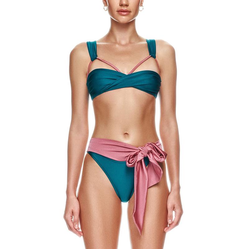 Cross-Border Europe & America Color-Block Bandage Bikini - Sexy Two-Piece Swimsuit for Women M синій
Cross-Border Europe & America Color-Block Bandage Bikini - Sexy Two-Piece Swimsuit for Women M синій