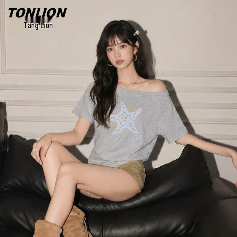 TonLion Women s Off-Shoulder Short Sleeve T-Shirt M
TonLion Women s Off-Shoulder Short Sleeve T-Shirt M