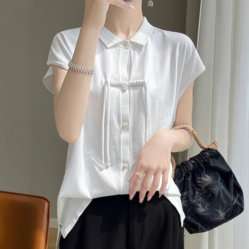 Women s Summer Short Sleeve Knitted Cardigan with Frog Button and Square Collar - Chinese Retro Style XL (125-140 jin) 
Women s Summer Short Sleeve Knitted Cardigan with Frog Button and Square Collar - Chinese Retro Style XL (125-140 jin)