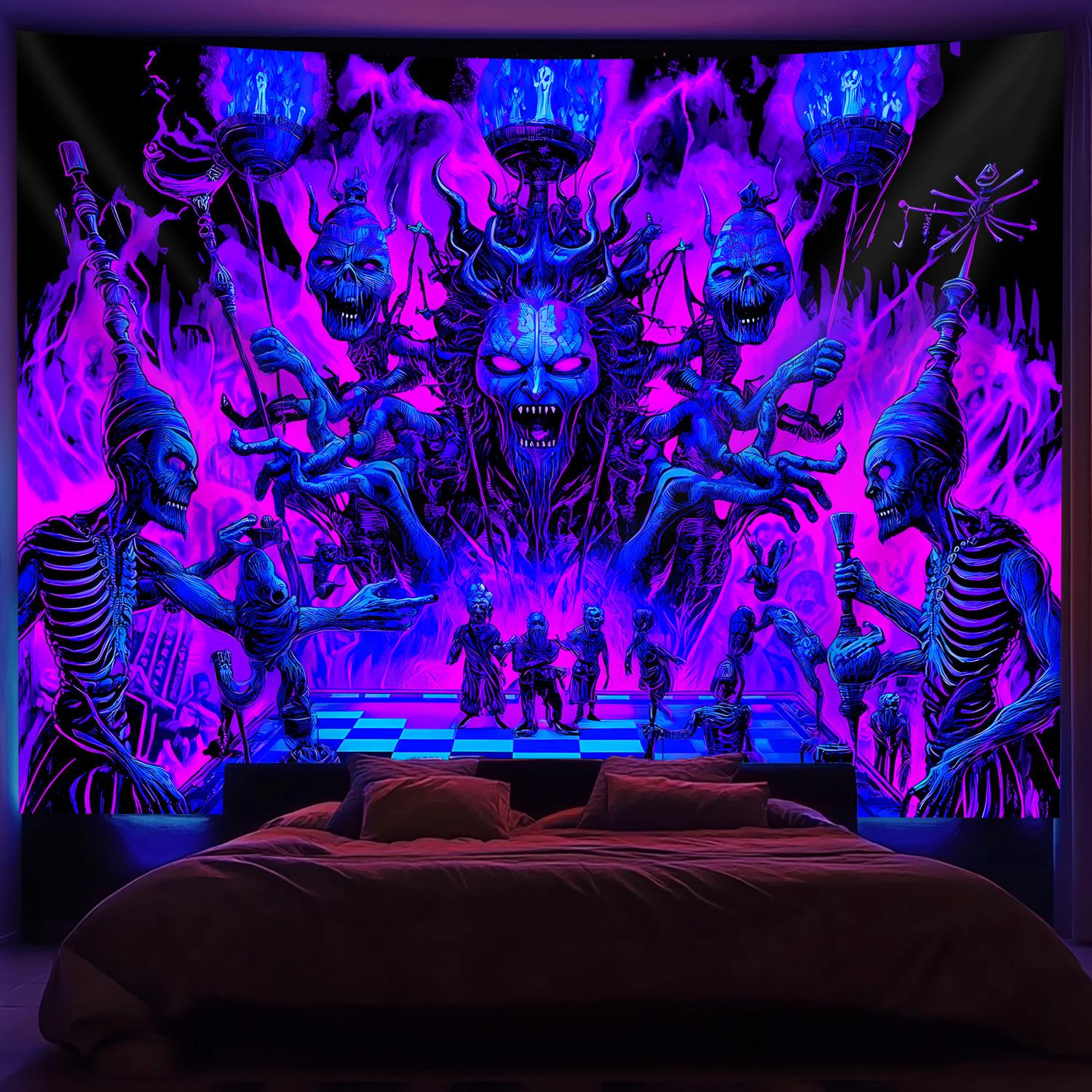 VIKAMA Halloween Dark Night Demon Lord Tapestry Horned Demon Purple-Blue Skull Dark Room Theme Gothic Style Living Room Decor 40X60CM(1.3X2FT
VIKAMA Halloween Dark Night Demon Lord Tapestry Horned Demon Purple-Blue Skull Dark Room Theme Gothic Style Living Room Decor 40X60CM(1.3X2FT