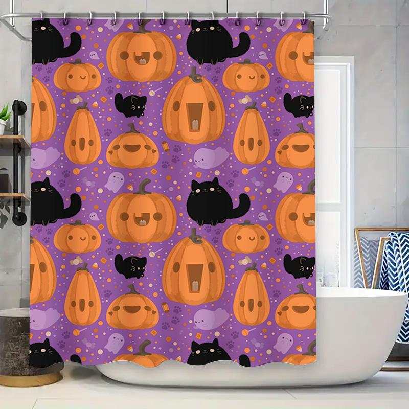 Halloween-Themed Shower Curtain Featuring Pumpkins And Black Cats In Pumpkin Orange Purple Color Scheme Waterproof Bathroom Deco W60H190(CM)-1 Pcs
Halloween-Themed Shower Curtain Featuring Pumpkins And Black Cats In Pumpkin Orange Purple Color Scheme Waterproof Bathroom Deco W60H190(CM)-1 Pcs