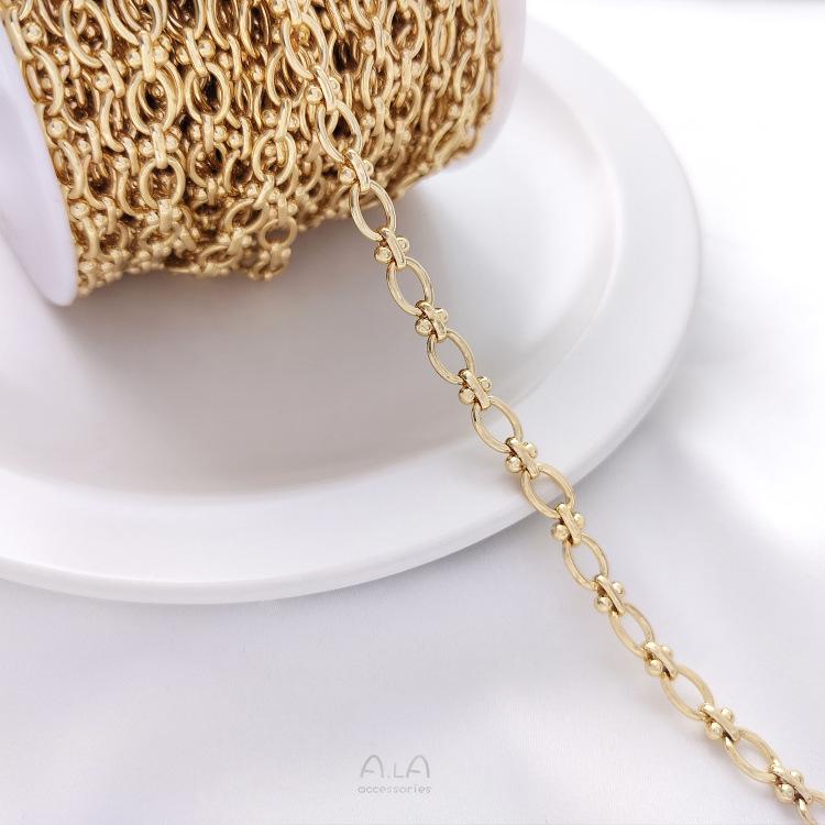 Цепочка овальной формы в виде яйца из 14-каратного золота с сохраняющим цвет покрытием для изготовления украшений своими руками
Цепочка овальной формы в виде яйца из 14-каратного золота с сохраняющим цвет покрытием для изготовления украшений своими руками