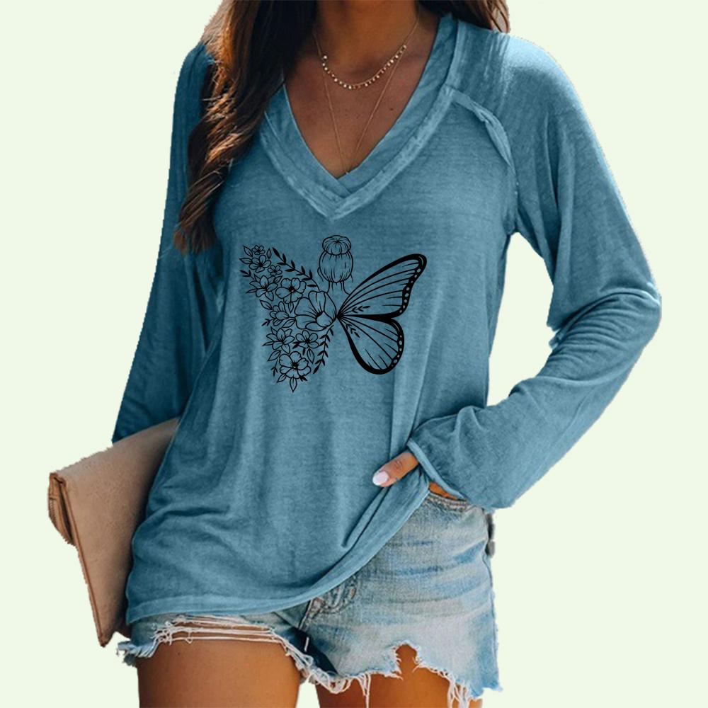 Женский модный топ с v-образным воротником, весенне-осенний повседневный женский топ с принтом, пуловер, свободная женская рубашка с длинным рукавом 
Женский модный топ с v-образным воротником, весенне-осенний повседневный женский топ с принтом, пуловер, свободная женская рубашка с длинным рукавом