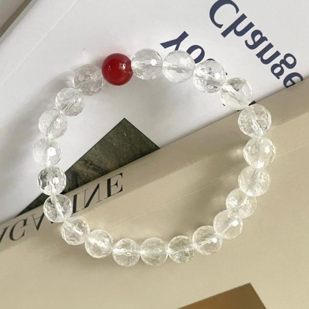 Korean Fashionable Red Agate White Crystal Faceted Beaded Bracelet
Korean Fashionable Red Agate White Crystal Faceted Beaded Bracelet