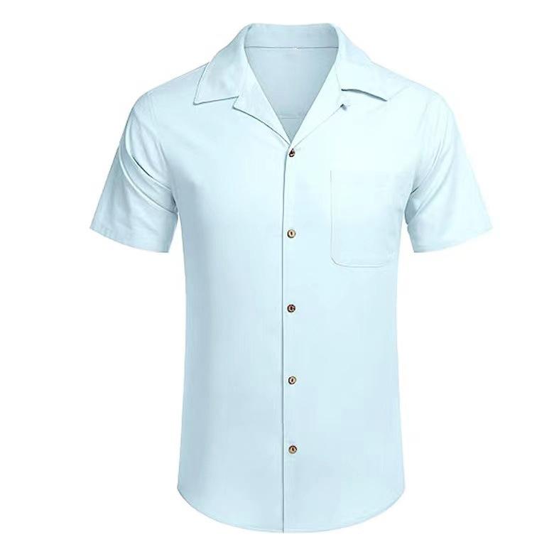 Men s Summer Short Sleeved Turn-down Collar Shirt Men s Loose Casual Solid Color Versatile Beach Shirt XXXL світло-синій колір
Men s Summer Short Sleeved Turn-down Collar Shirt Men s Loose Casual Solid Color Versatile Beach Shirt XXXL світло-синій колір
