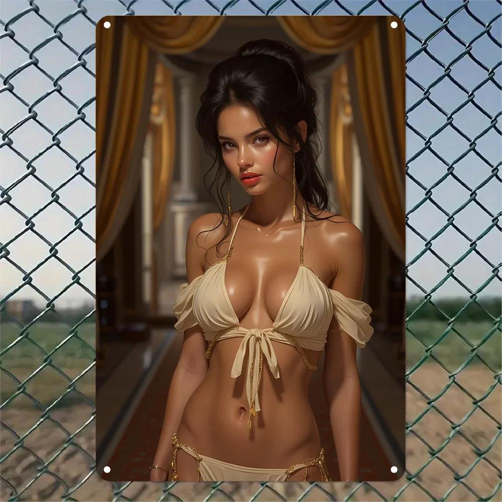 Vintage Exotic Brunette Beauty in Beige Gold Chain Bikini with Off Shoulder Sleeves Metal Tin Sign Retro Palace Style Wall Art 20x30cm(7.8x11.8inch)
Vintage Exotic Brunette Beauty in Beige Gold Chain Bikini with Off Shoulder Sleeves Metal Tin Sign Retro Palace Style Wall Art 20x30cm(7.8x11.8inch)