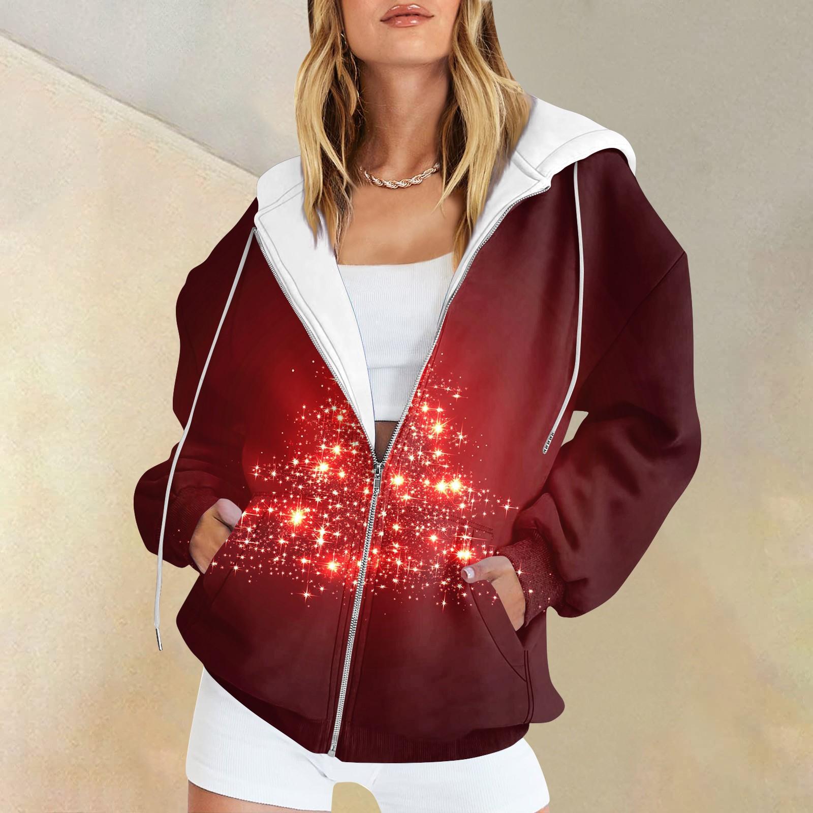 Жіночий світшот з різдвяним принтом, зимовий кардиган з довгим рукавом і кишенями, верхній одяг на блискавці XXL рожевий
Жіночий світшот з різдвяним принтом, зимовий кардиган з довгим рукавом і кишенями, верхній одяг на блискавці XXL рожевий