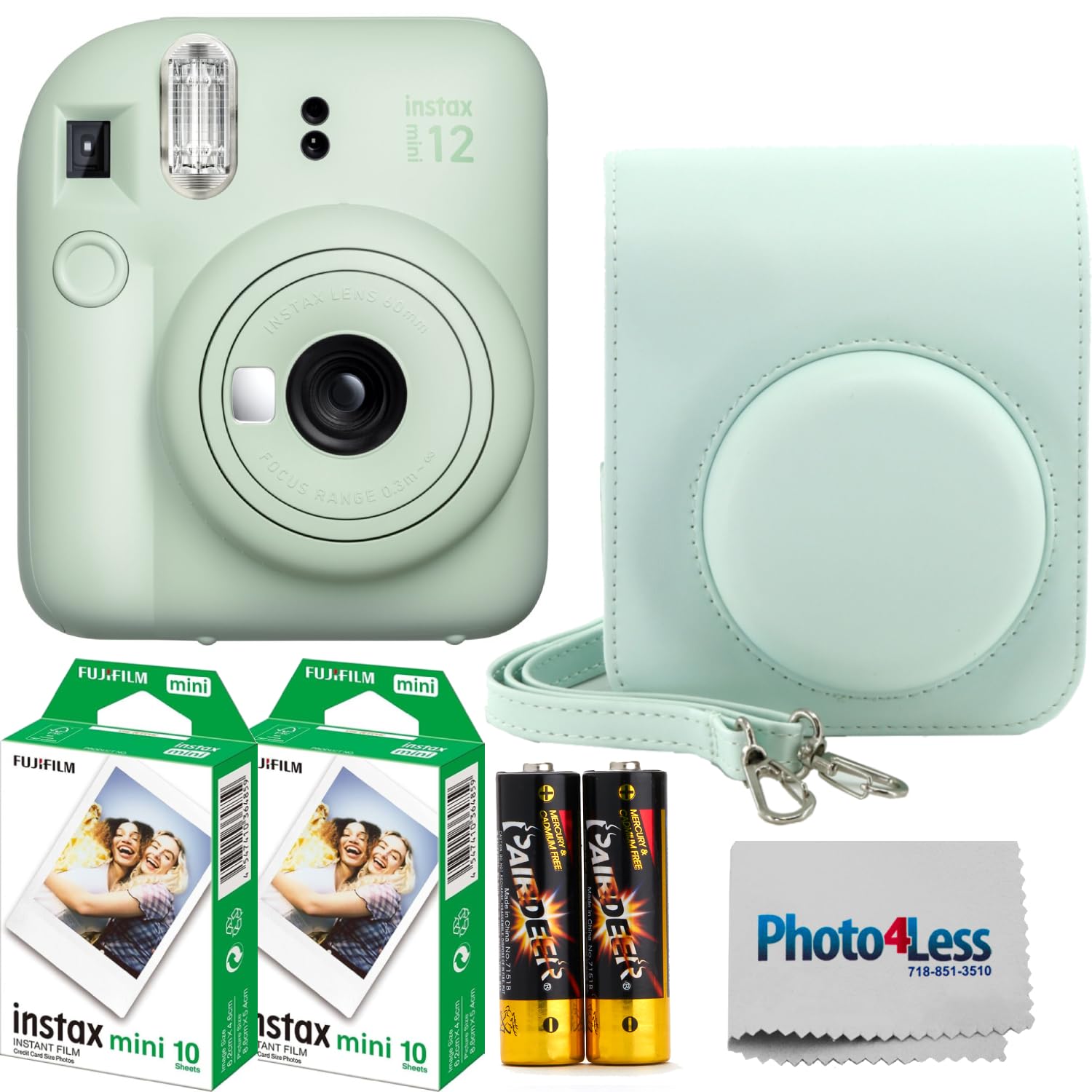 Fujifilm Instax Mini 12 Instant Film Camera (Mint Green), Fujifilm Instax Mini Twin Pack Instant Film 20 Prints, Case - Accessory Bundle
Fujifilm Instax Mini 12 Instant Film Camera (Mint Green), Fujifilm Instax Mini Twin Pack Instant Film 20 Prints, Case - Accessory Bundle