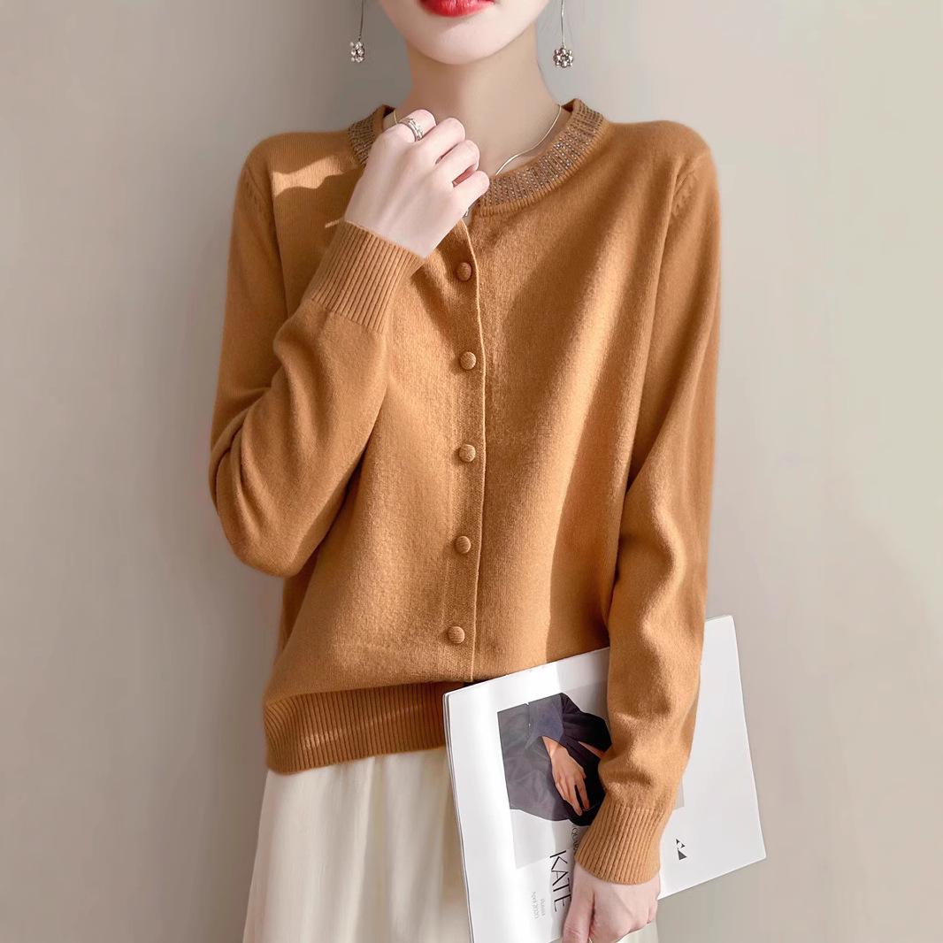 New Spring Velvet Knit Cardigan: Round Neck, Hot Drill Design, Solid Color, Soft Long Sleeve L
New Spring Velvet Knit Cardigan: Round Neck, Hot Drill Design, Solid Color, Soft Long Sleeve L