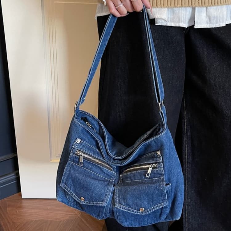Vintage multi-pocket denim tote bag women s shoulder bag темно-синього кольору
Vintage multi-pocket denim tote bag women s shoulder bag темно-синього кольору