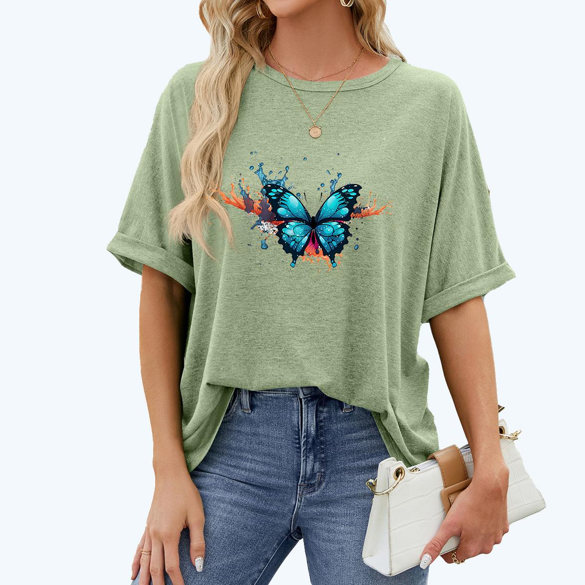 Женская модная футболка больших размеров, летняя повседневная футболка с круглым вырезом и принтом бабочки, пуловер, свободная футболка с короткими рукавами XXL светло-зеленый
Женская модная футболка больших размеров, летняя повседневная футболка с круглым вырезом и принтом бабочки, пуловер, свободная футболка с короткими рукавами XXL светло-зеленый