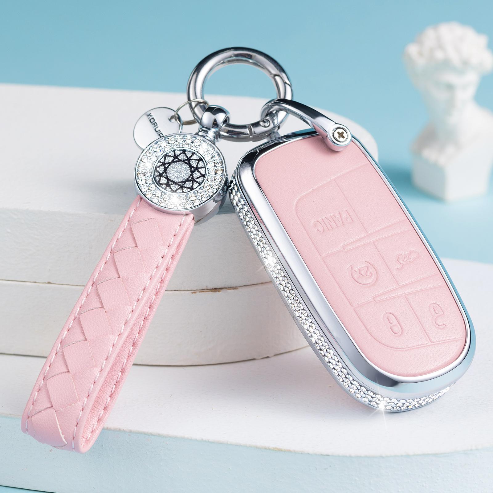 for Jeep Key Fob Cover with Keychain, Pink Genuine Leather Crystal Key Case Protection Shell Compatible with Jeep Smart Key 3 4 рожевий
for Jeep Key Fob Cover with Keychain, Pink Genuine Leather Crystal Key Case Protection Shell Compatible with Jeep Smart Key 3 4 рожевий