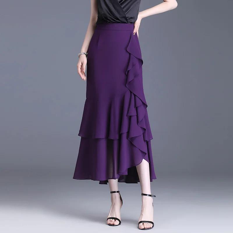 Fashion Fishtail Chiffon Skirts Elegant High Waist Summer Party Skirt Ruffles Long Skirts S
Fashion Fishtail Chiffon Skirts Elegant High Waist Summer Party Skirt Ruffles Long Skirts S