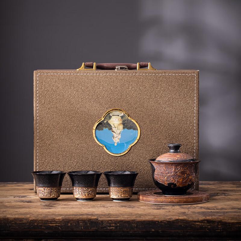 JANLA Tenmoku Glaze Embossed Travel Tea Set
JANLA Tenmoku Glaze Embossed Travel Tea Set