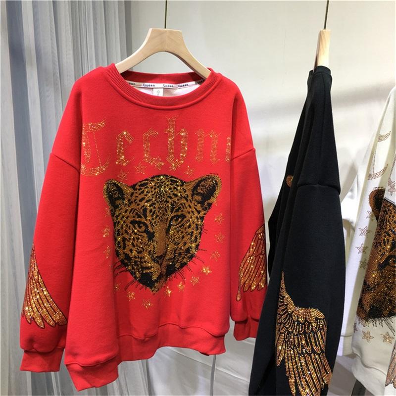 Rhinestone Leopard Print Sweatshirt Oversized Crewneck XXXL червоний
Rhinestone Leopard Print Sweatshirt Oversized Crewneck XXXL червоний